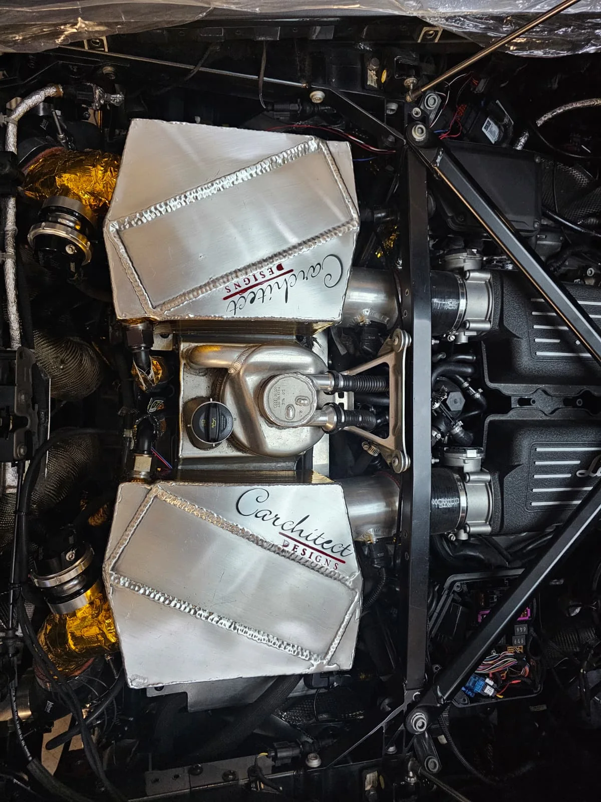 Custom aluminum engine-bay components
