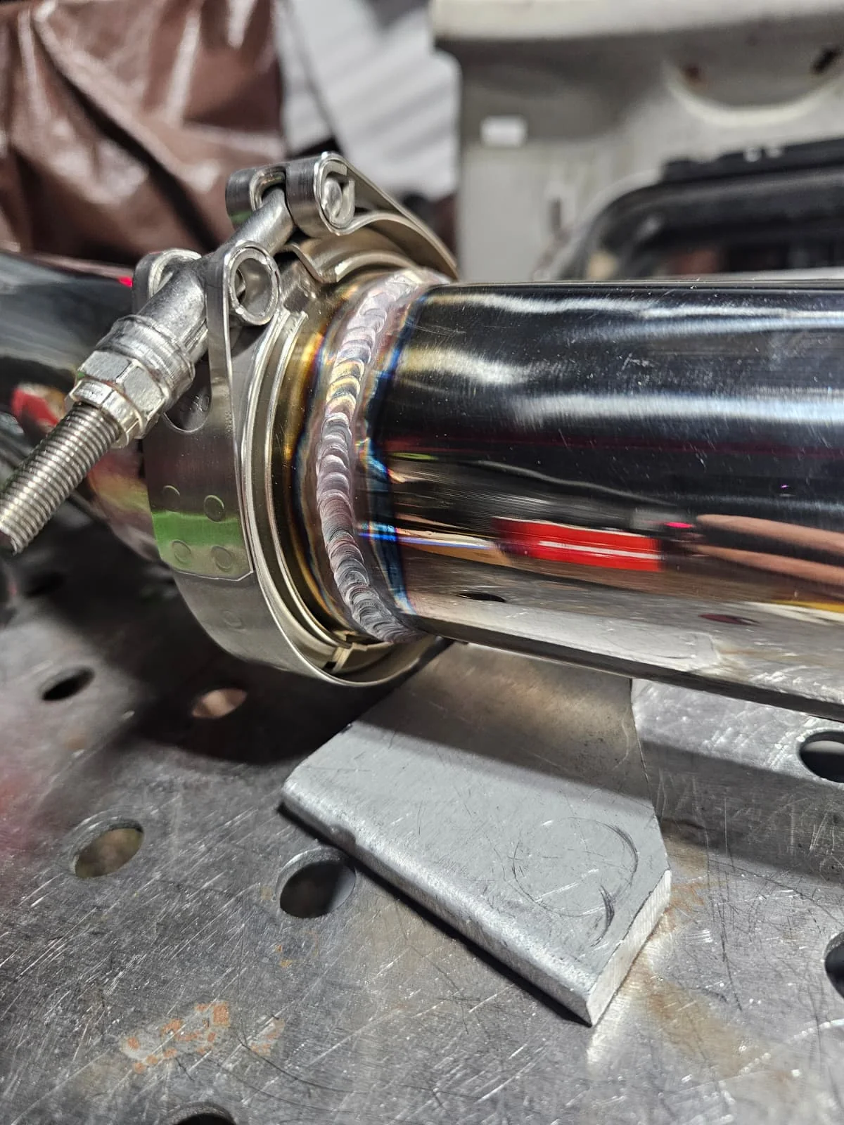 Close-up of a precise TIG weld